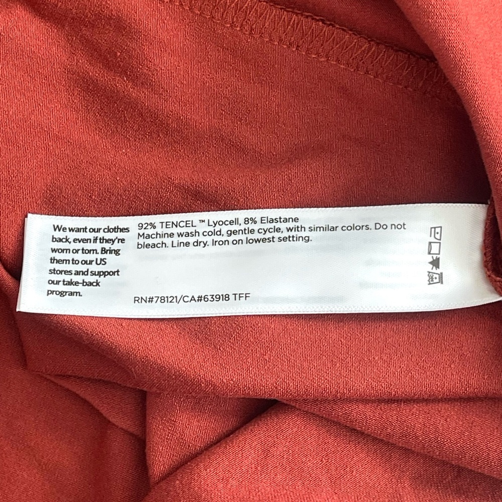 NWT Eileen Fisher Sleeveless V Neck Jersey Midi Dress Red Orange Lagenlook LARGE - Picture 12 of 12